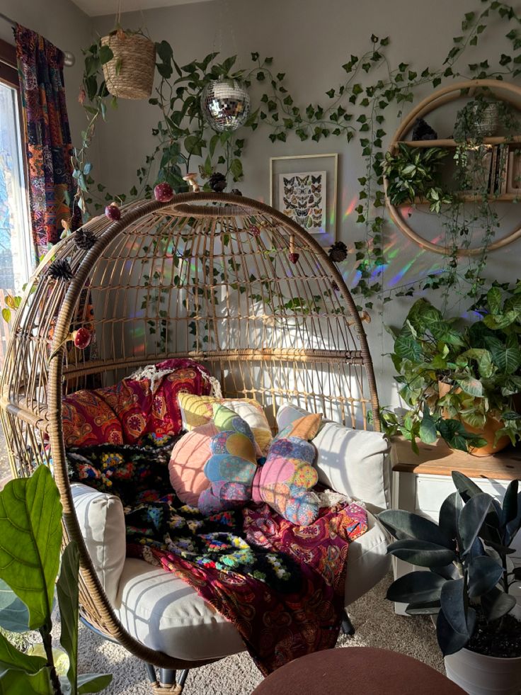 Cozy Egg Chair for a Bohemian Bedroom