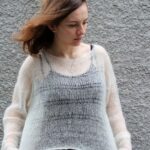 Oversized Sheer Mohair Cropped Sweater off White, Bohemian